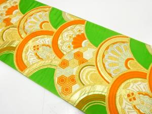 アンティーク　青海波に華紋・蝶模様織り出し袋帯（材料）